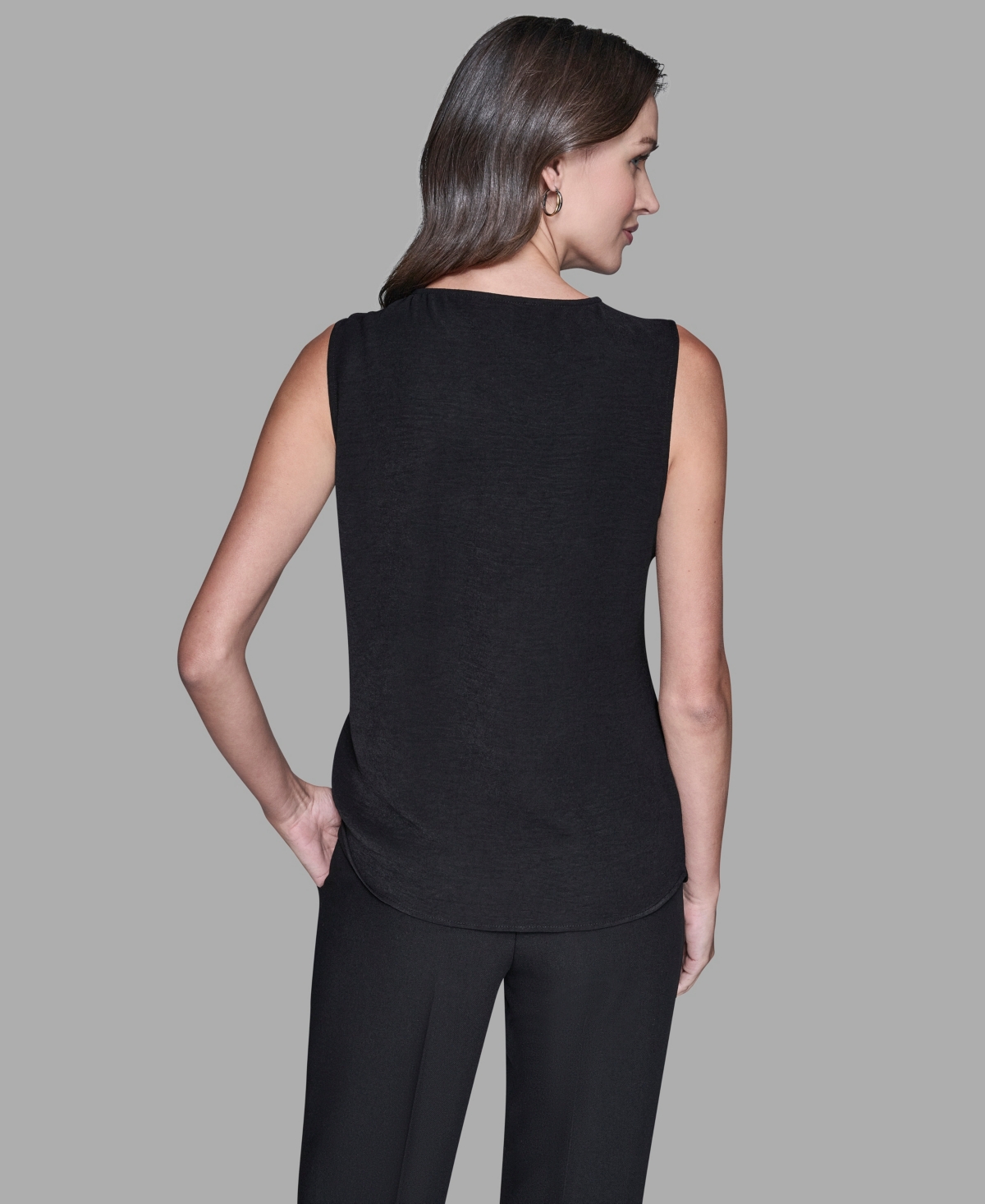 Karl Lagerfeld Women's Sleeveless Bow Detail Top In Black