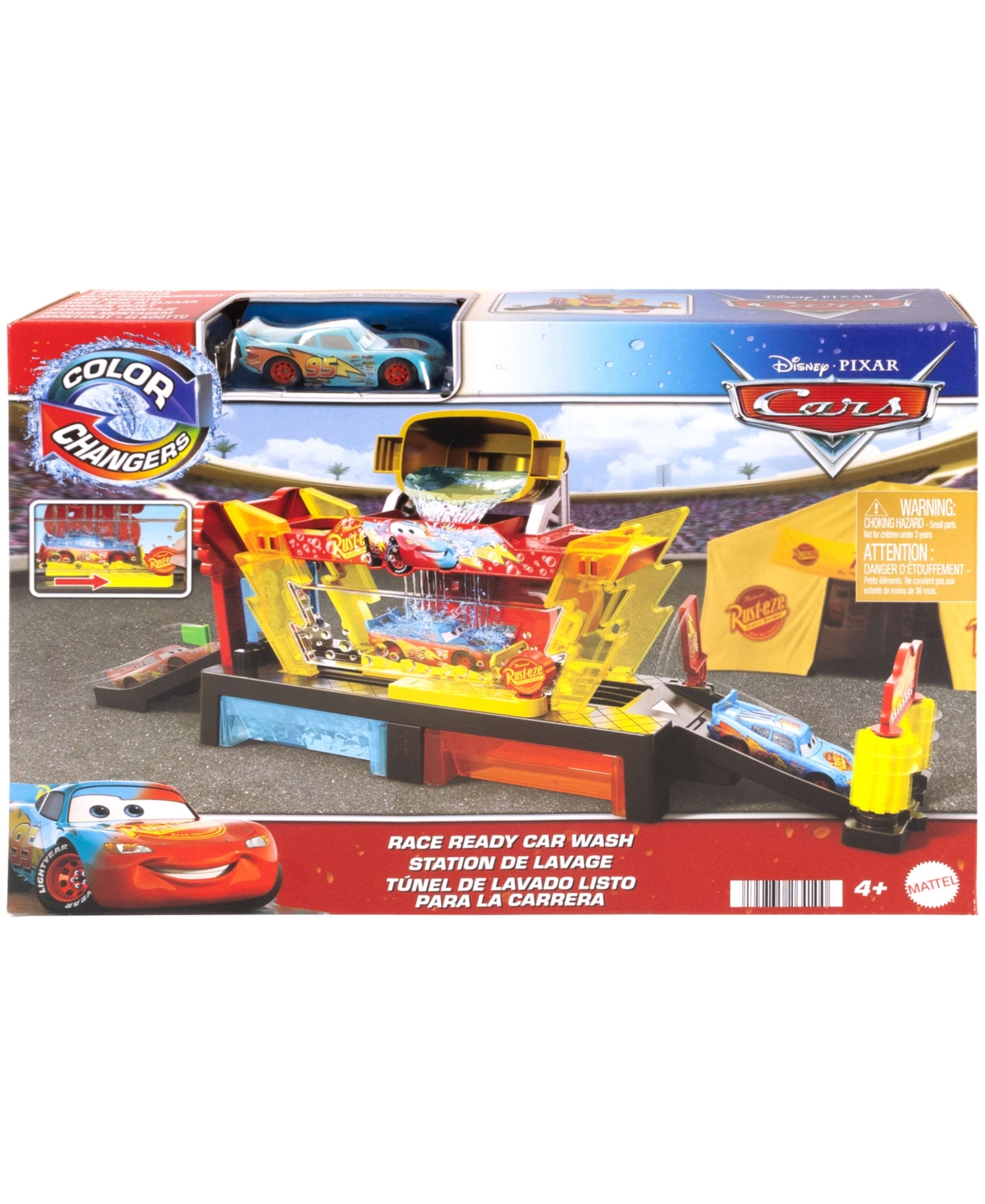 Cars Disney And Pixar  Color Changers Race Ready Car Wash Playset With Color Changing Lightning Mcque In Multi