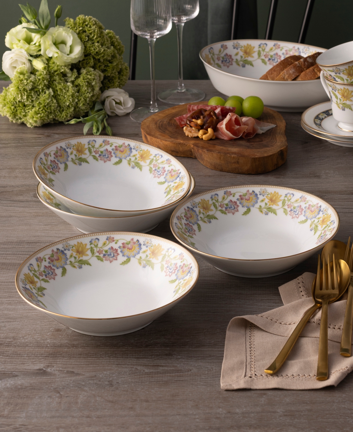 Noritake Tusker Garden Soup Bowls, Set Of 4 In Multi