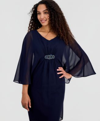 Women's Solid Chiffon Dolman-Sleeve Dress