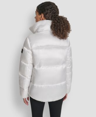 Women's Quilted Puffer Interior Placket Logo Jacket