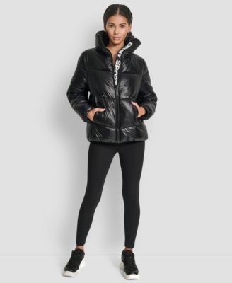 Women's Quilted Puffer Interior Placket Logo Jacket