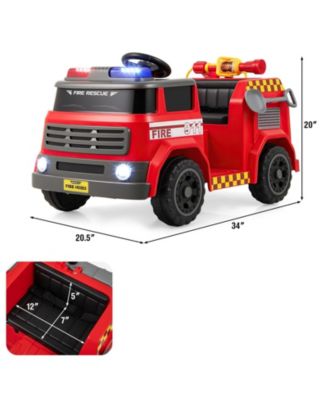 12V Kids Ride-On Fire Truck with Water Gun, Siren & Remote