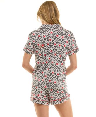 Women's Short Sleeve Notch Collar and Shorts Set