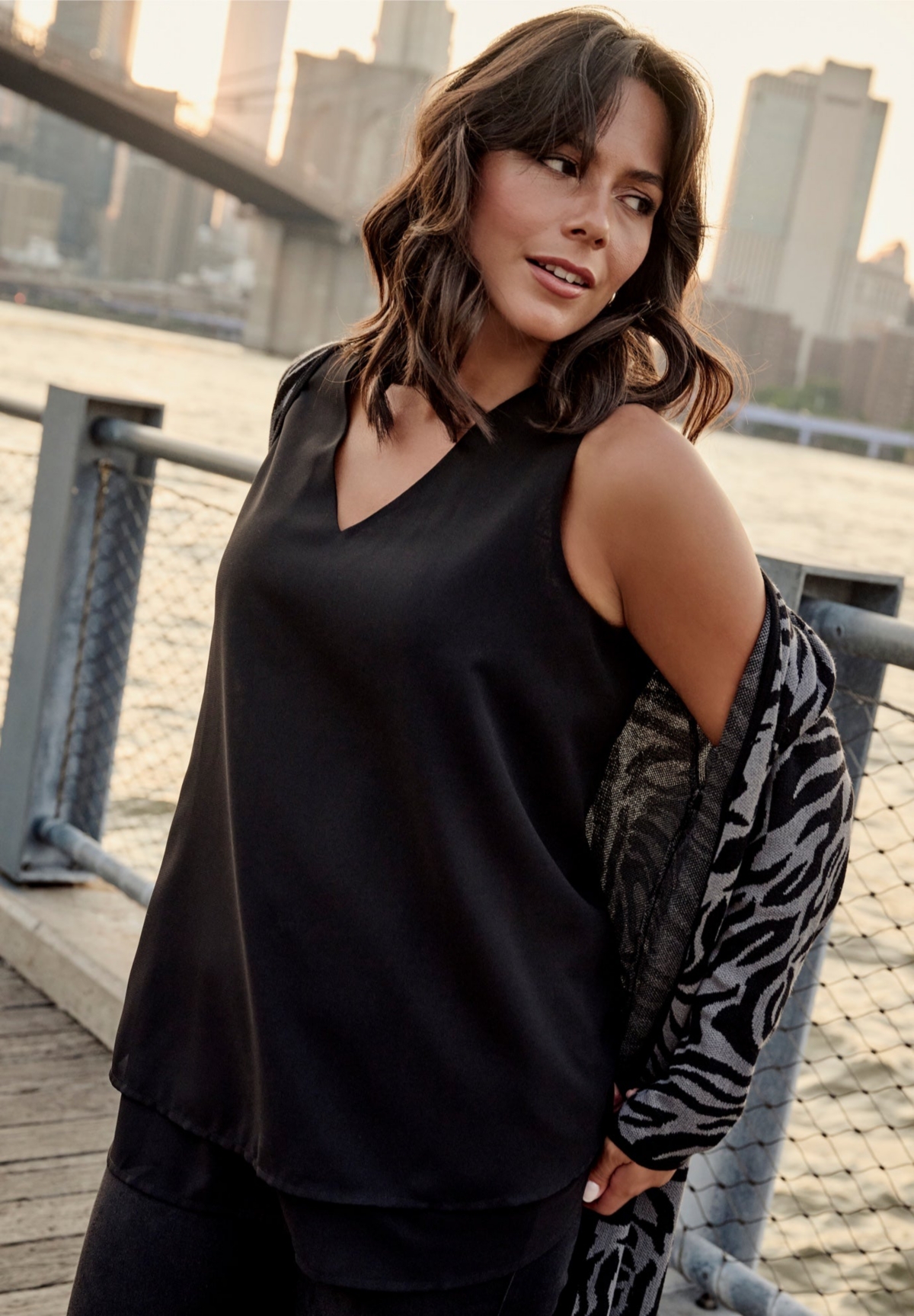 Avenue Women's Tops & Tees Plus Sleeveless Double Layer Swing Tank