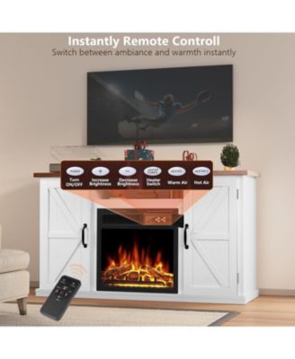 47" Electric Fireplace Mantel Freestanding, Triangular Corner Fireplace with Remote Control (Walnut)