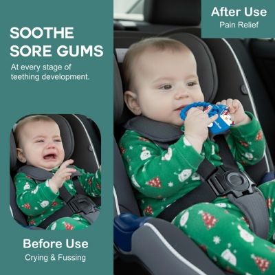 Silicone Christmas Teether Ring Toy for Baby, BPA Free Soothing Teething Relief Toy for Infant & Toddlers 0-18 Months