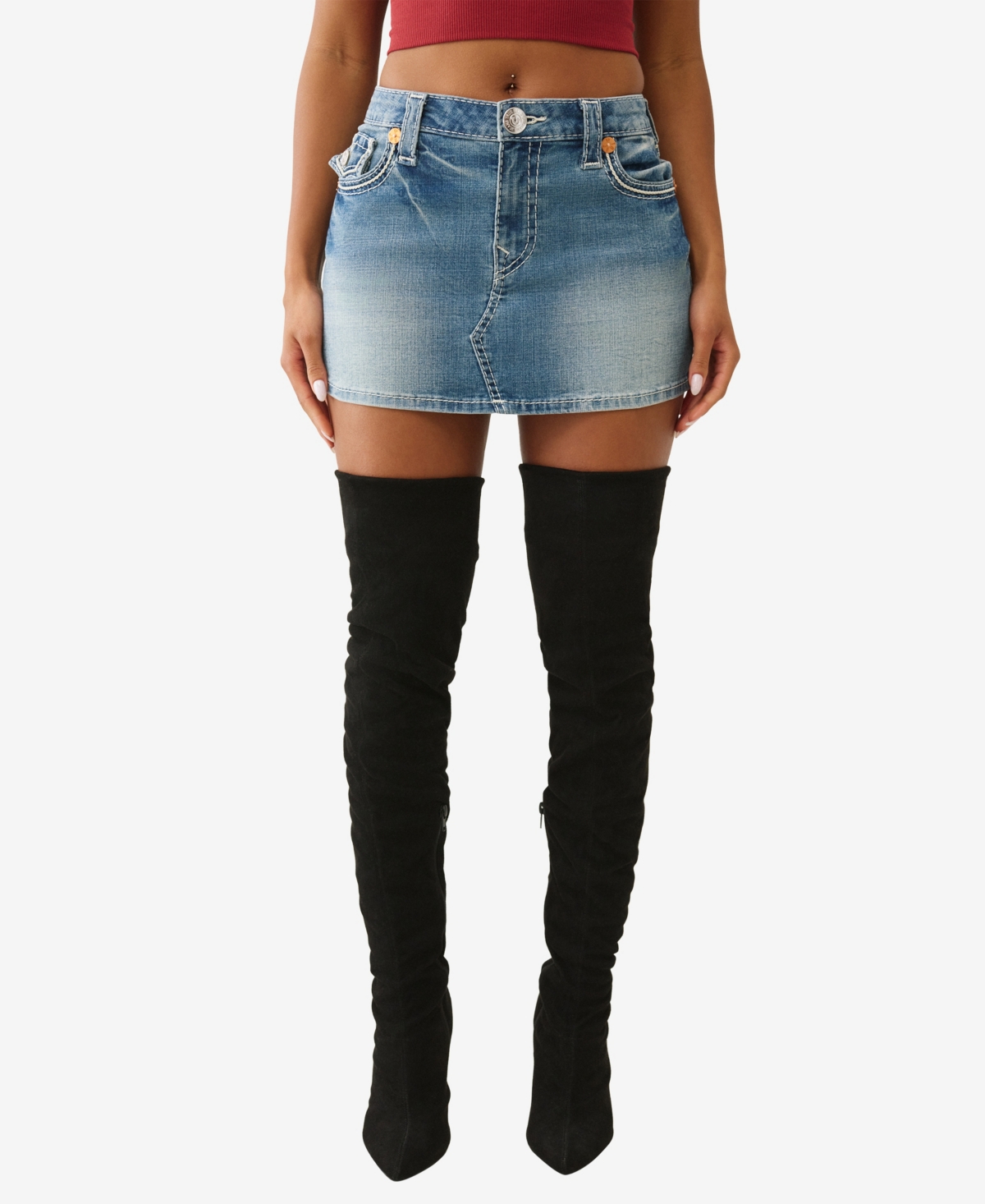 True Religion Women's Sadie Rope Stitch Flap Skirt In Blue