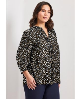 Women's Plus Size Pintuck Popover Top