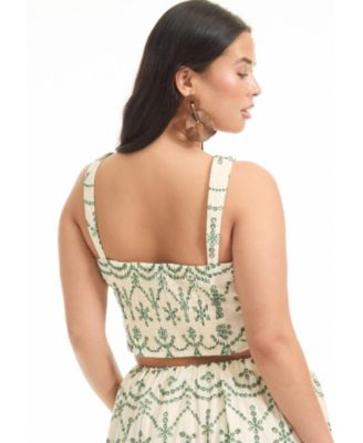 Women's June + Vie Cropped Eyelet Top