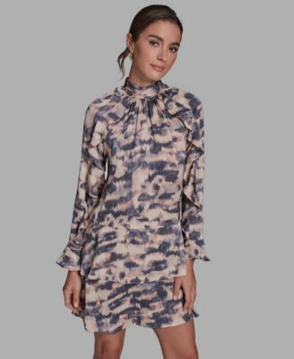 Women's Hammered Satin Tiered Shift Dress