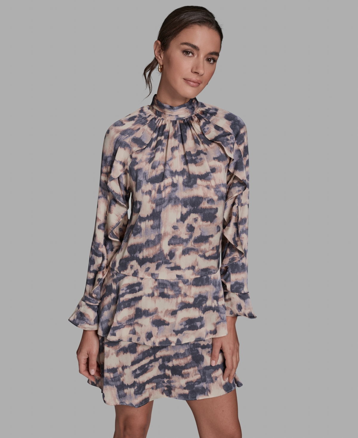 Bcbg Women's Hammered Satin Tiered Shift Dress