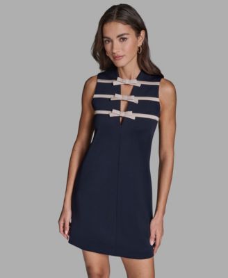 Women's Sleeveless Bow Detail A-Line Mini Dress