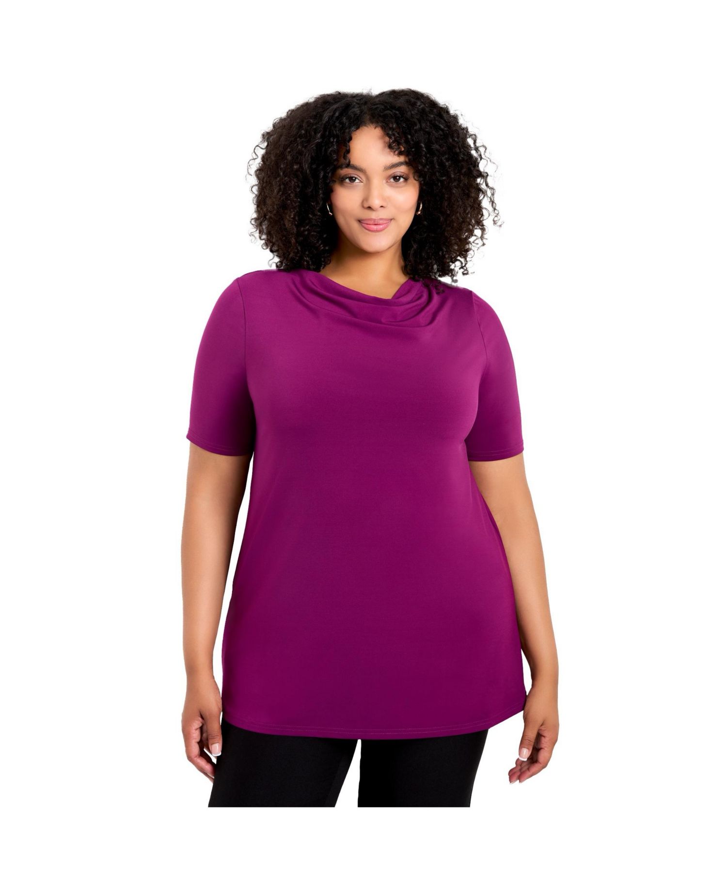 Plus Size Cowl Neck Short Sleeve Women's Top