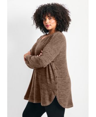 Women's Bec Button Detail Hacci Top