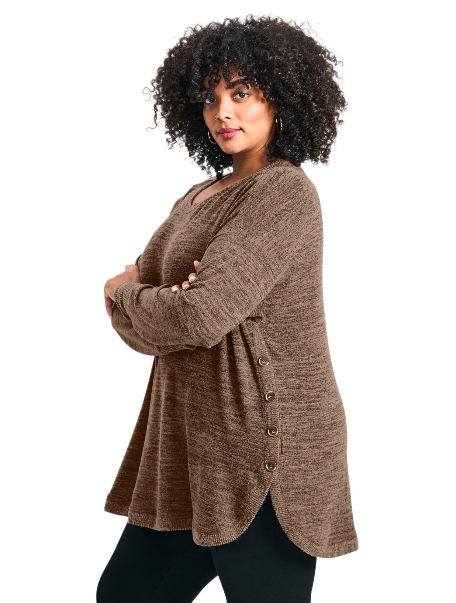 Women's Bec Button Detail Hacci Top