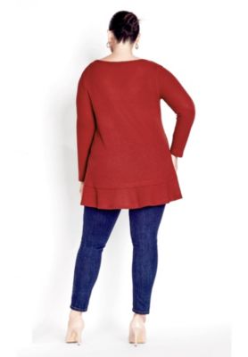 Women's Plus Size Waffle Ruffle Tunic