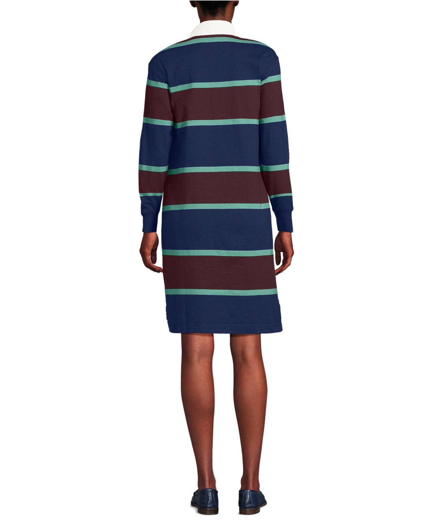 Женское платье Lands' End Rugby Dress, цвет: Морской тёмно-синий / Бордовый — фото 2