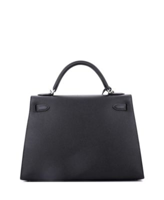 Kelly 32 Handbag Black Epsom with Palladium Hardware