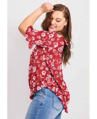 Women's Plus Size Crew Ruffle Hem Top