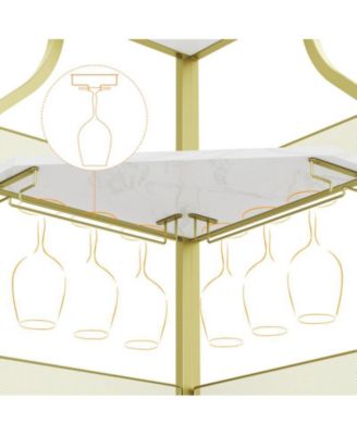 Corner Bar Cabinet with LED Lights, Industrial Liquor Cabinet with Adjustable Shelf