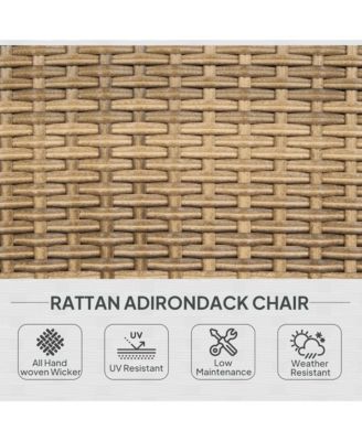 Patio Wicker Adirondack Chair with Soft Cushions, Charcoal