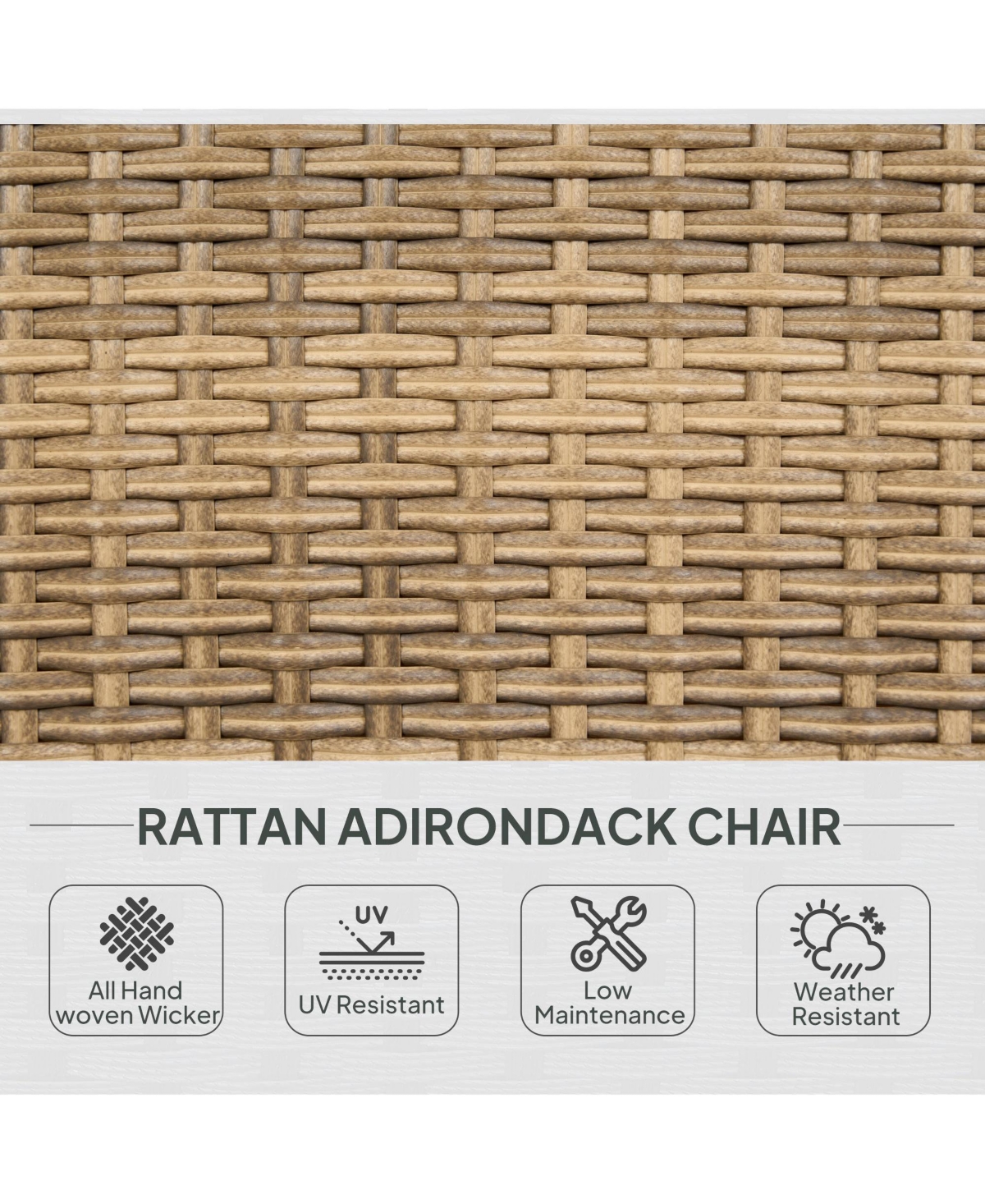 Outsunny Pe Rat Adirondack Lounge Patio Fire Pit Chair, Mixed