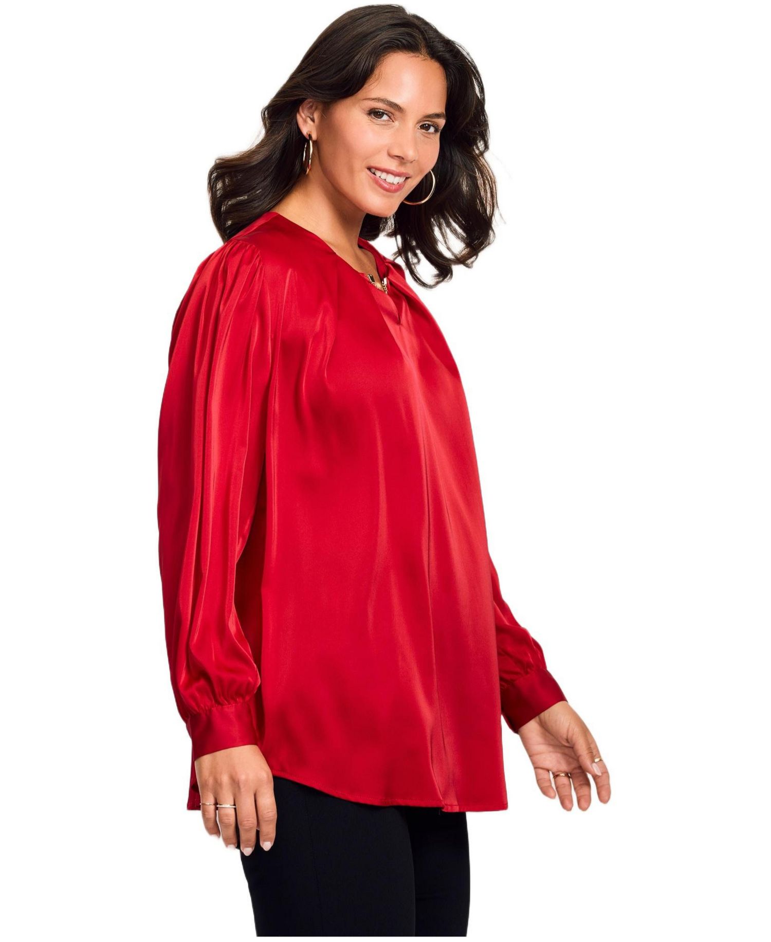 Women's Plus Size Chain Detail Satin Top