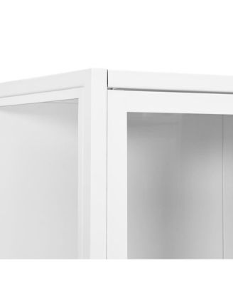 Highboard White 31.5"x13.8"x53.1" Steel and Tempered Glass
