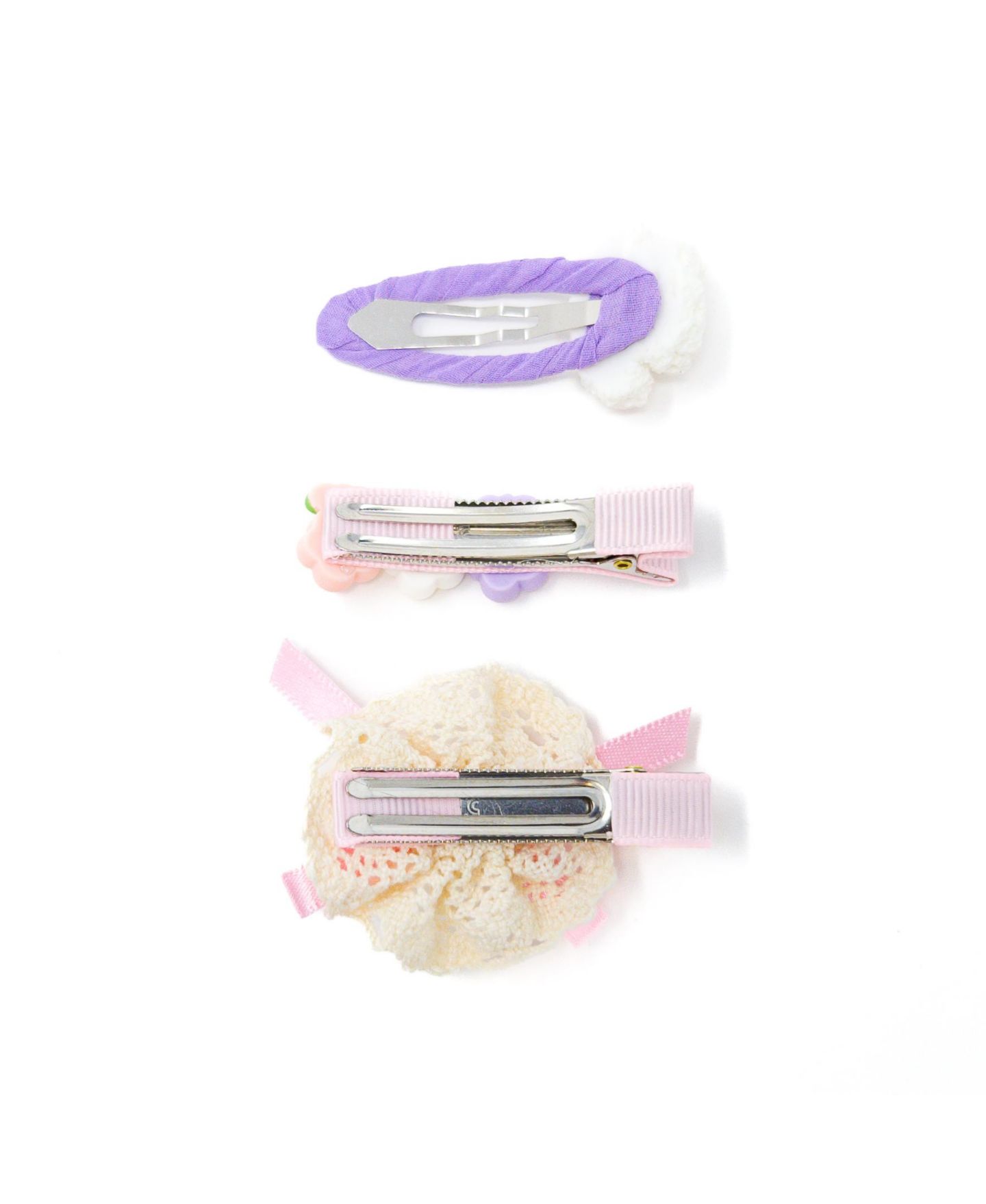 Детские аксессуары для волос Puttisu 3pc Hair Clip Set - Puppy Blossom Pals, цвет: Сиреневый лавандовый — фото 2