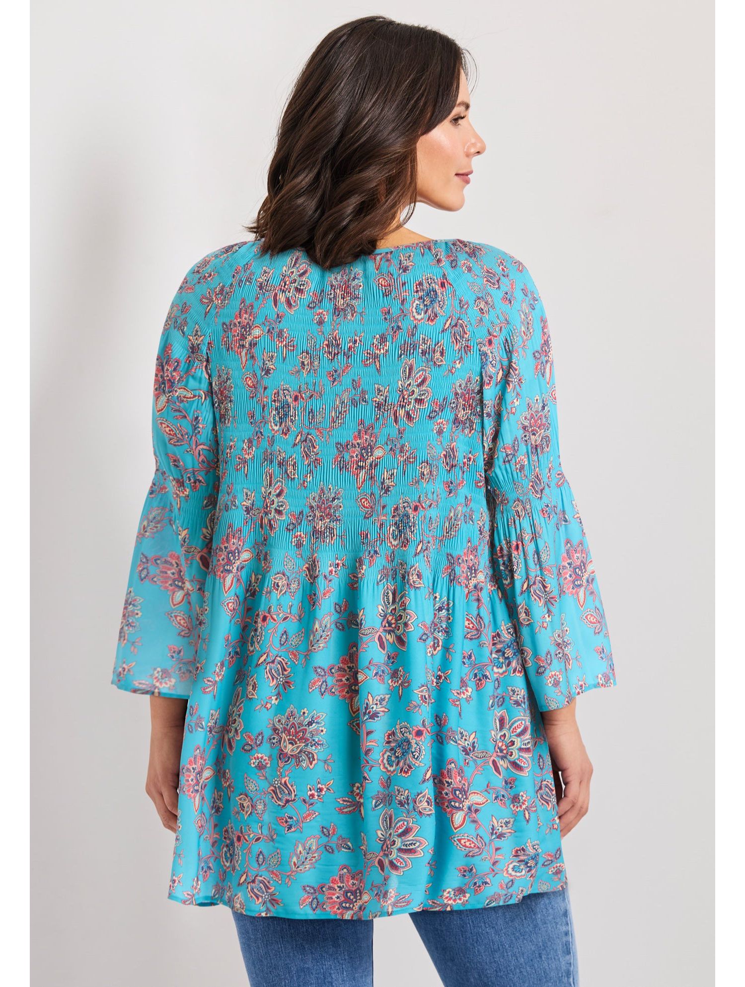 Women's Plus Size Keyhole Bell Sleeve Tunic