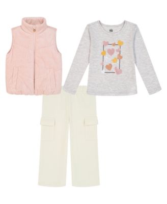Kids Headquarters - Girls 4T-6X 3-Piece T-Shirt, Vest, & Pants Set