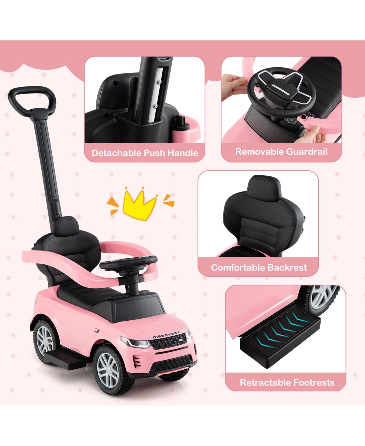 Sugift 3-in-1 Convertible Ride-On Car Licensed Land Rover Discovery