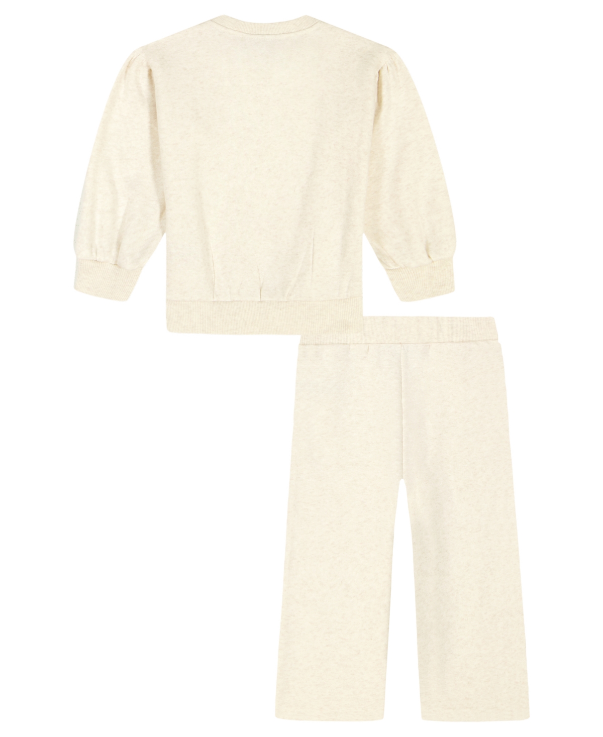 Tommy Hilfiger Girls 4-6x Crewneck Top And Wide-leg Pants, 2-piece Set In Neutral