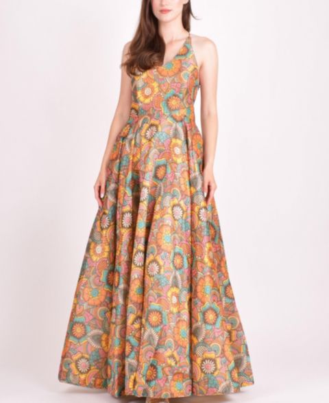 Женское платье RAAS Cora Sequins Embroidered Long, цвет: Оранжевый