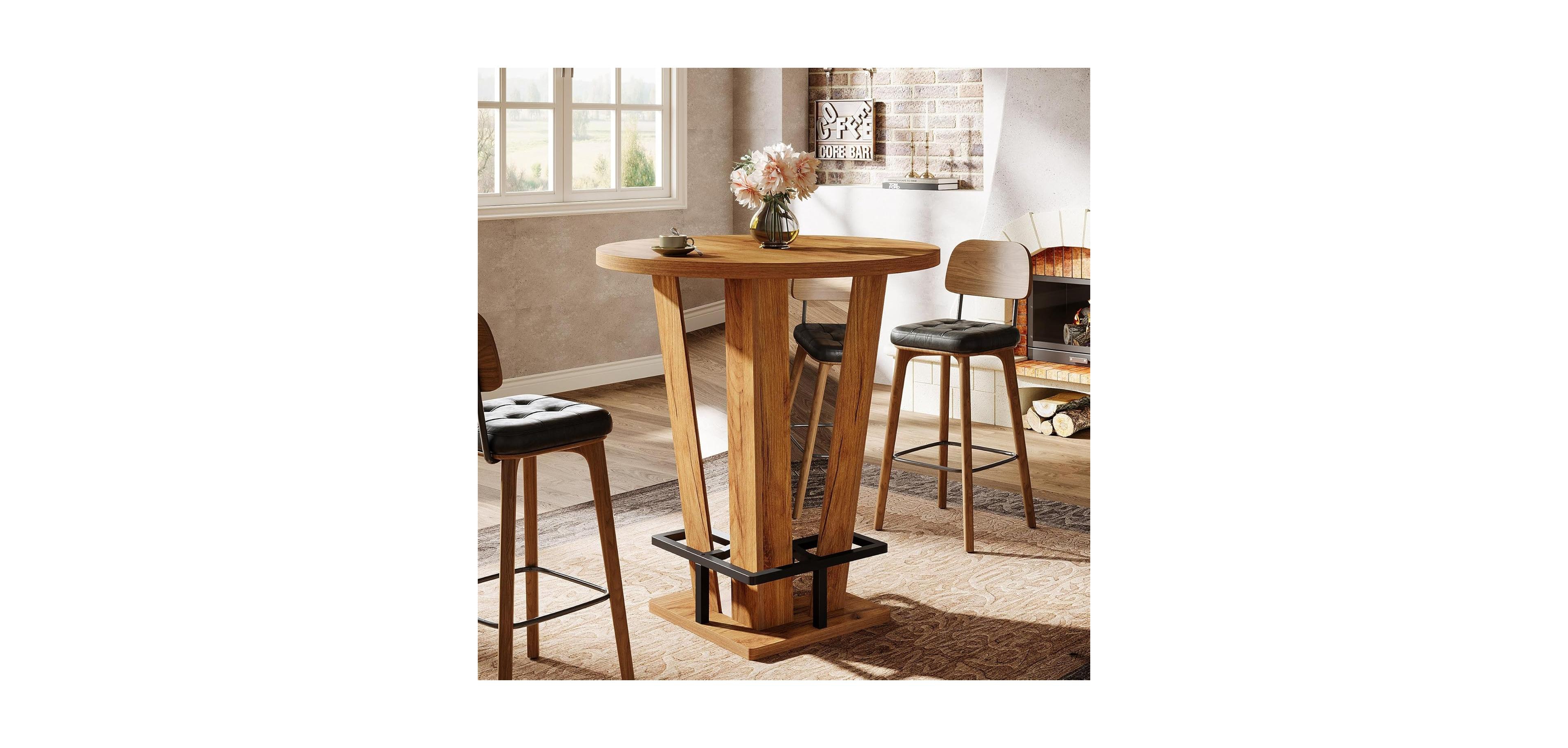 Tribesigns Round Bar Table, 39.4" H, for Small Spaces