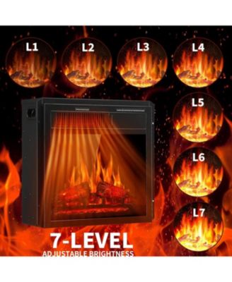 Electric Fireplace Heater Wooden Surround Firebox, Remote Control, Adjustable LED Flame, 750W/1500W Freestanding Fireplace