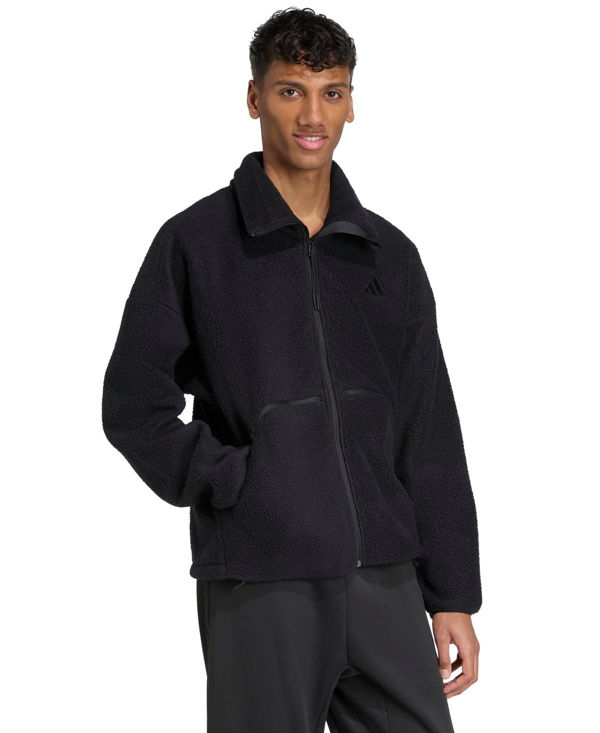adidas Men's City Tech High-Pile Fleece Full-Zip Sportswear Track Jacket