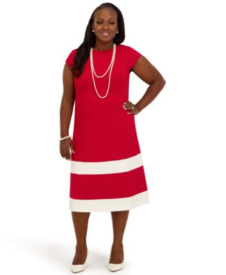 Women's Cap Sleeve Knee Length Fit & Flare Dress, Regular and Plus Size