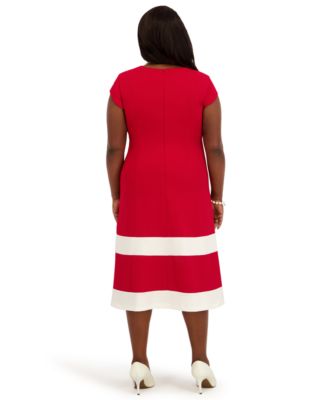 Women's Cap Sleeve Knee Length Fit & Flare Dress, Regular and Plus Size