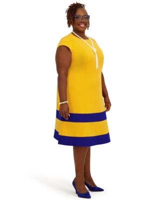 Women's Cap Sleeve Knee Length Fit & Flare Dress, Regular and Plus Size