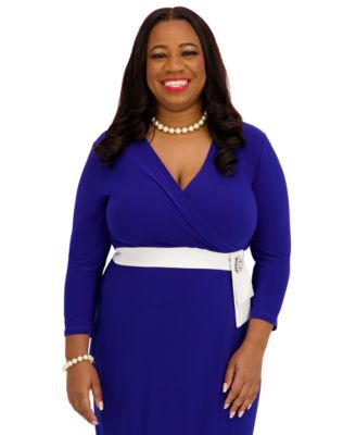 Women's V-Neck Knee Length Wrap Dress, Regular and Plus Size