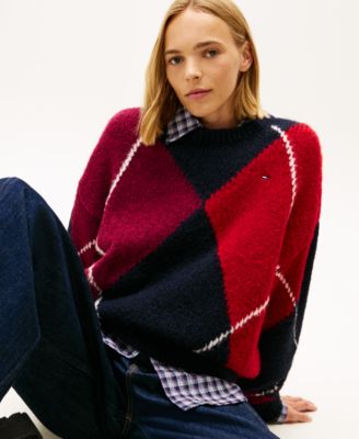Women's Argyle Crewneck Sweater