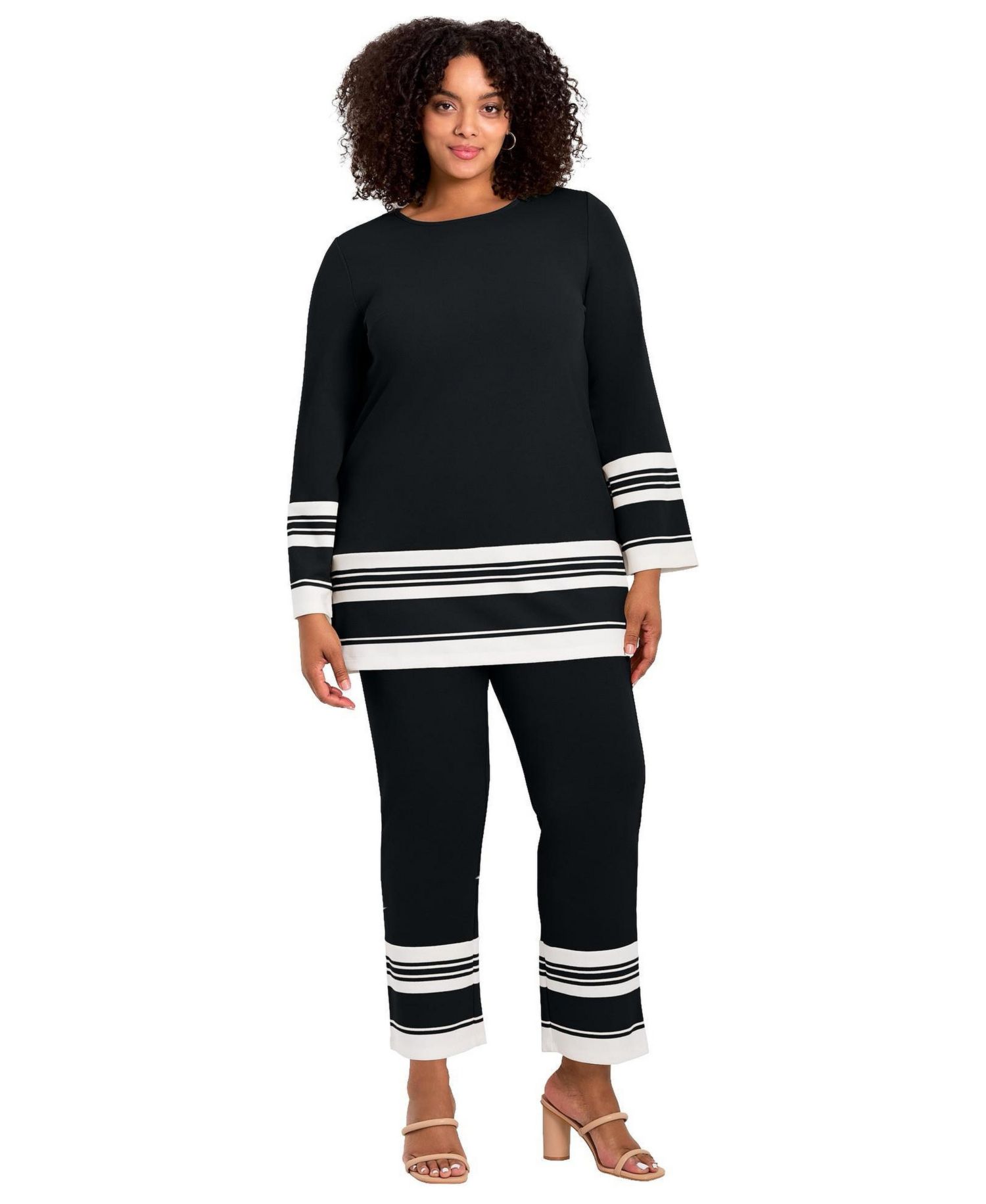Plus Size Border Stripe Women's Tunic