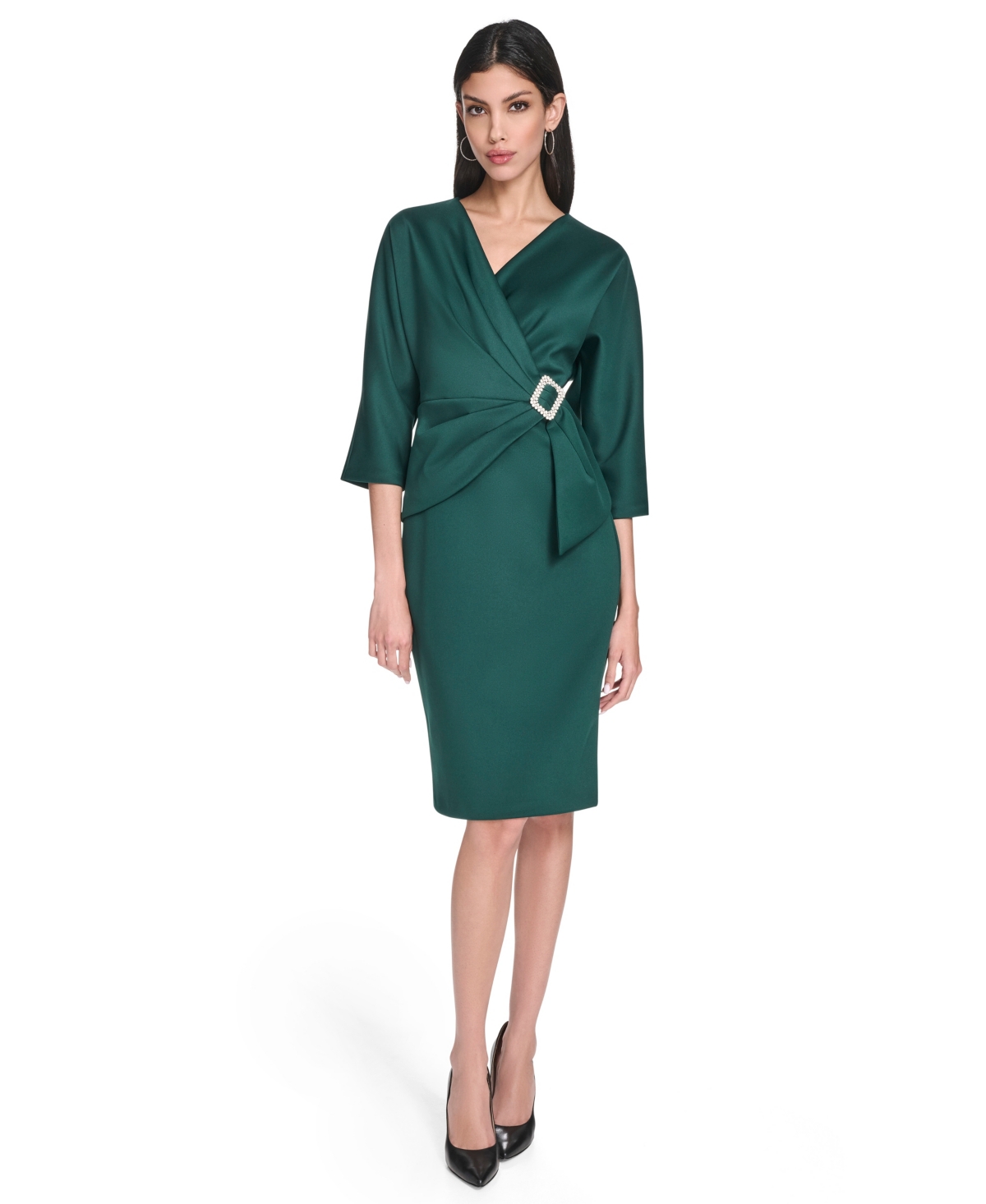 Eliza J Women's V-Neck Side Drape Cocktail Dress