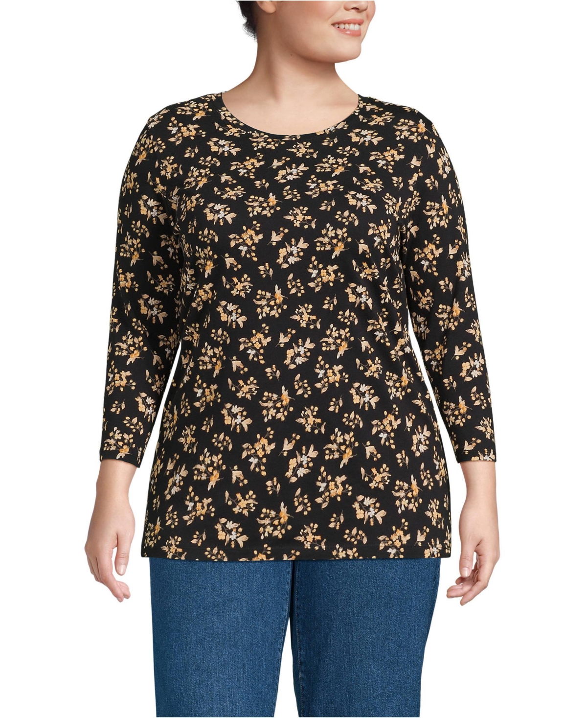 Lands' End Plus 3/4 Sleeve Cotton Supima Tunic