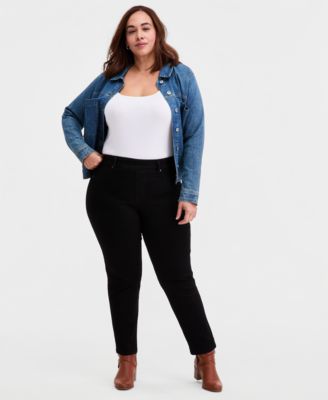 Style & Co - Plus Size Pull-On Shaping High-Rise Straight-Leg Jeans