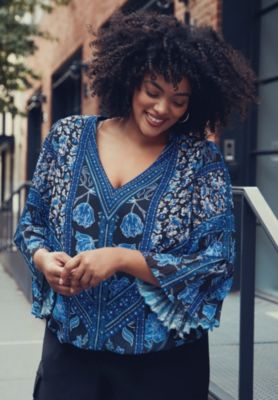 Women's Plus Size Harmony Pleat Sleeve Top