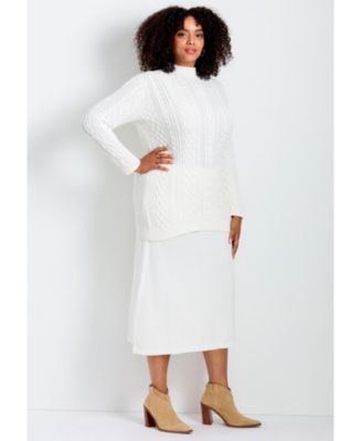 Women's Mock Neck Cable Sweater