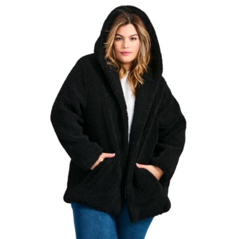 Женские куртки AVENUE Women's Plus Size Teddy Hooded Jacket